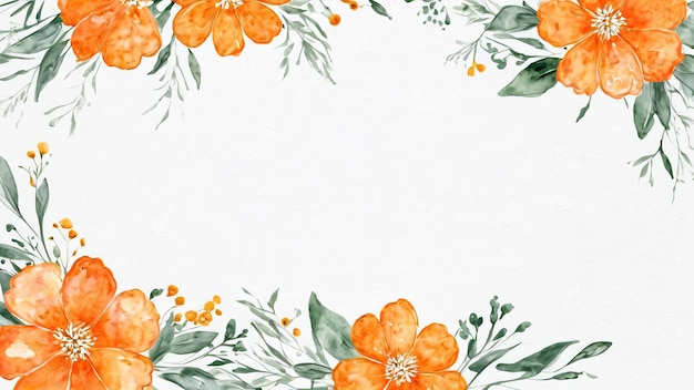 Photo a floral frame with orange flowers on it