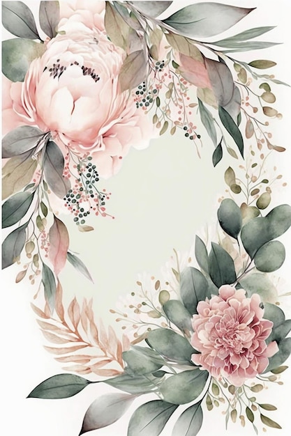 A floral frame with a pink flower on it.