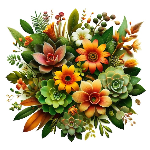 Floral illustration of nature with abstract backgrounds generated by AI