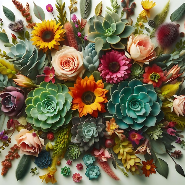 Floral illustration of nature with abstract backgrounds generated by AI