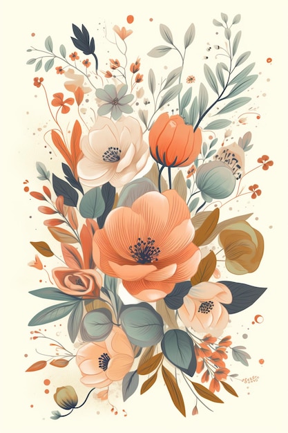 A floral illustration with a floral background.