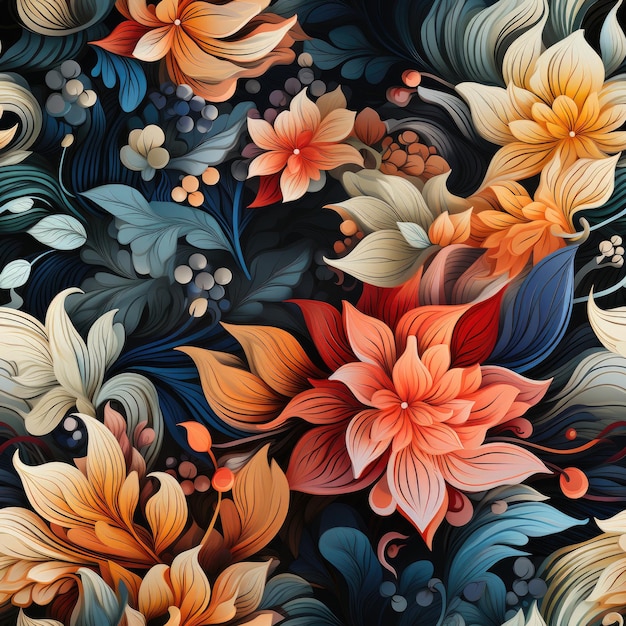 Floral Indonesian Batik Seamless Pattern