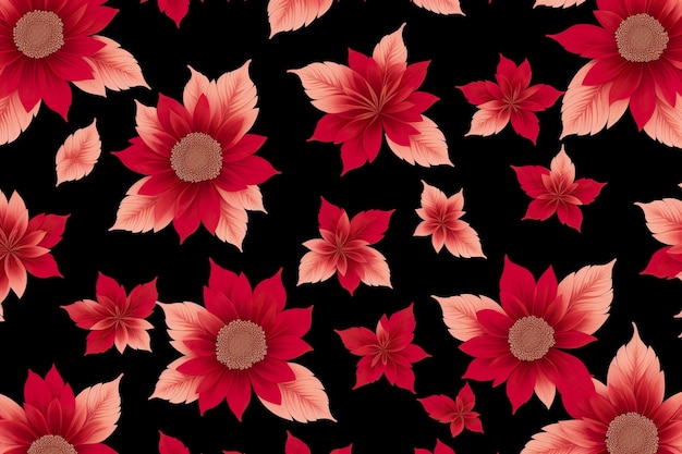 Floral and leaves seamless pattern