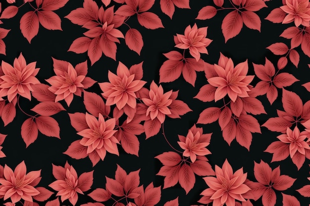 Floral and leaves seamless pattern