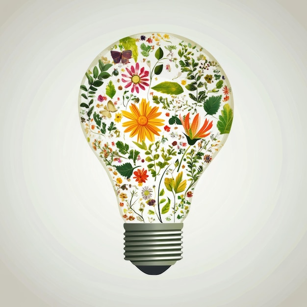 Photo floral light bulb a creative solution for ecofriendly lighting