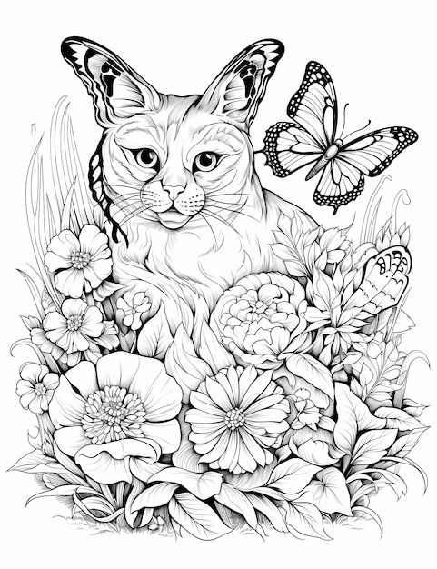 Floral Menagerie Adult Coloring Pages Animals Flowers and Intricate