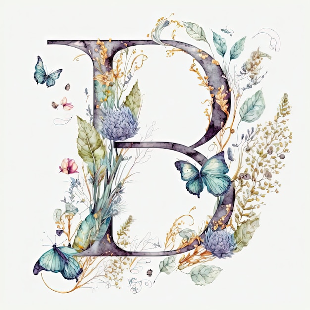 Floral monogram letter B for your beautiful designs generative ai