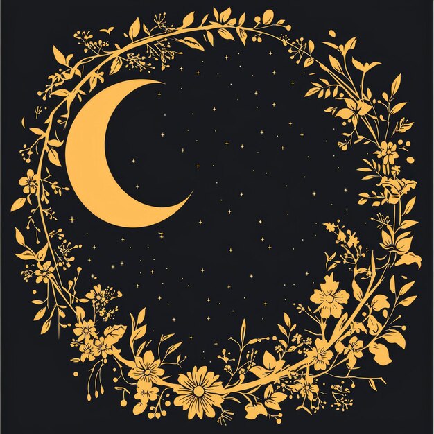 Photo floral moon night sky design