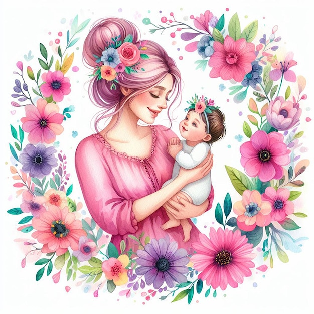 Floral mothers day illustration