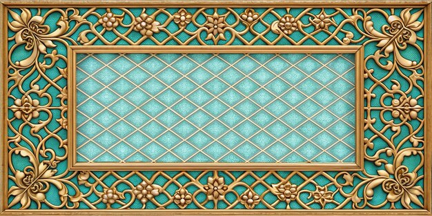 Photo floral oak background with turquoise and golden elements