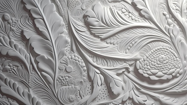 Floral paper background Illustration of ornament elements on white material Generative AI