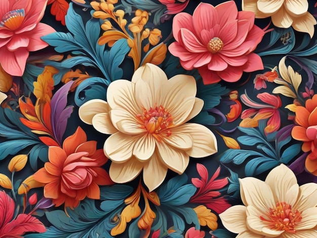 floral pattern background with sharp and bright colors