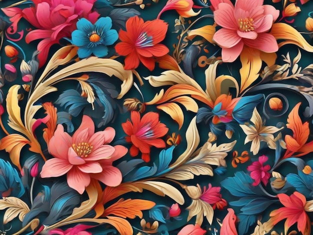 floral pattern background with sharp and bright colors