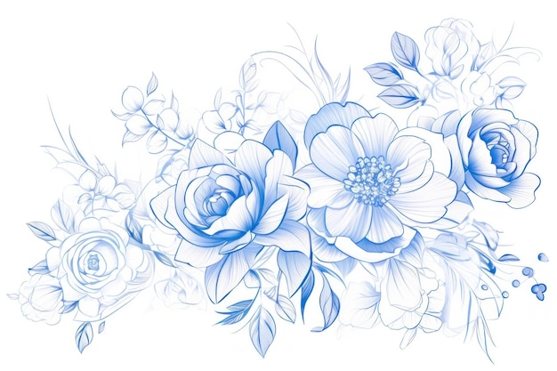 Floral pattern drawing sketch