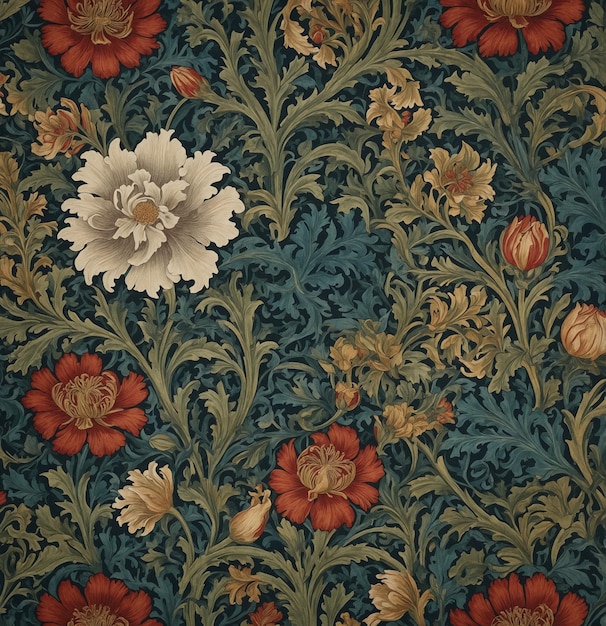 Photo a floral pattern on a wallpaper with a flower