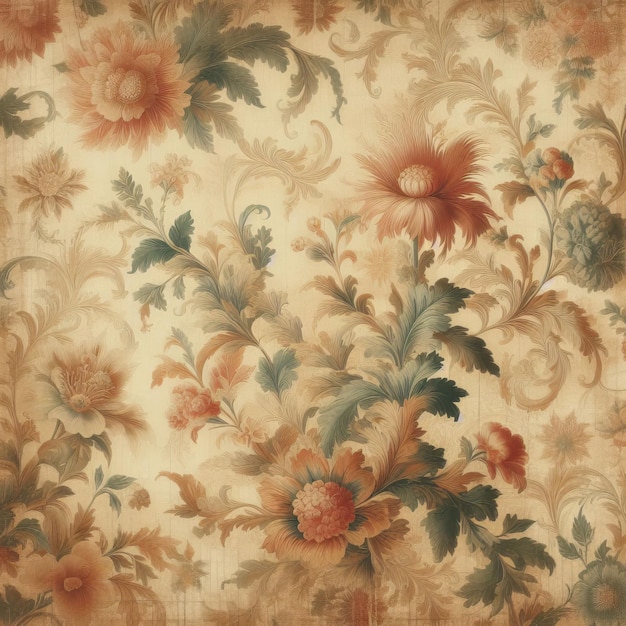 a floral pattern on a wallpaper with flowers