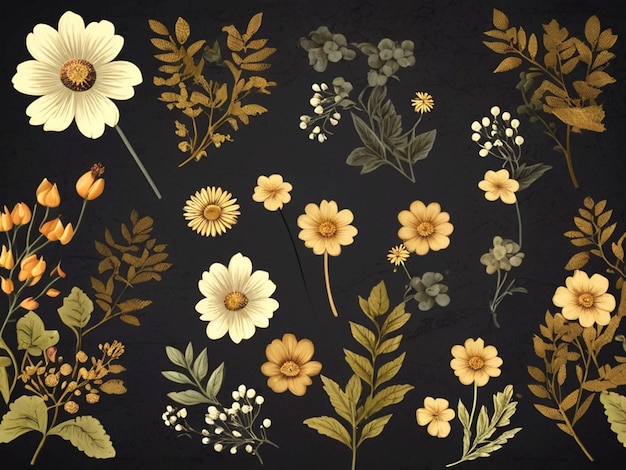 floral pattern with black background