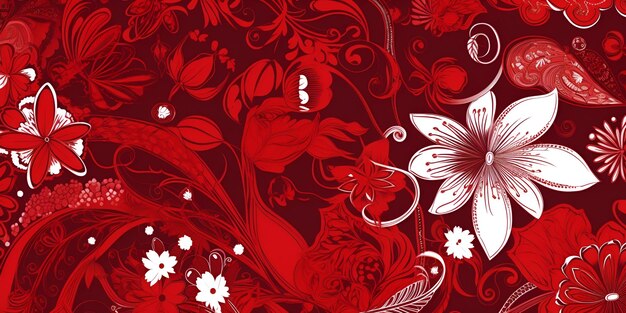 Floral pattern with decorative flowers and plants