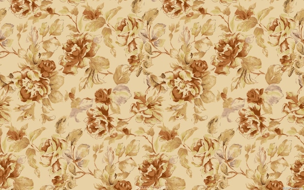 Photo a floral pattern with flowers on a beige background