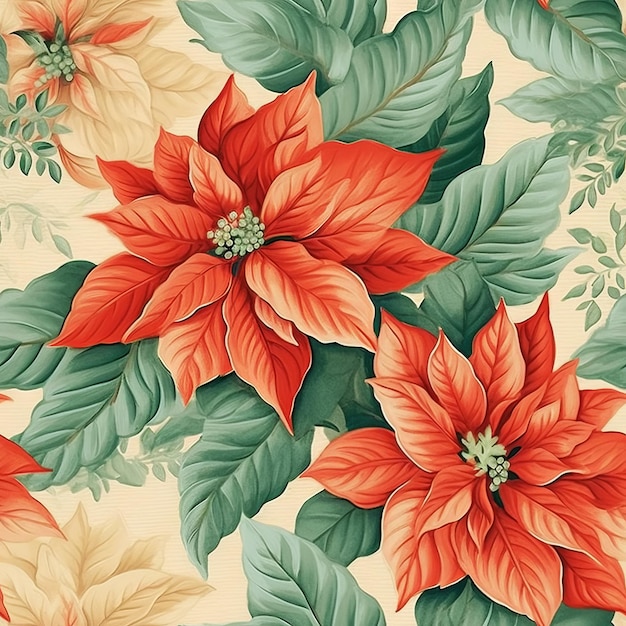 A floral pattern with flowers and leaves