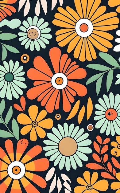 A floral pattern with leaves and flowers