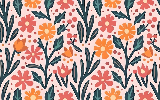 A floral pattern with leaves and flowers