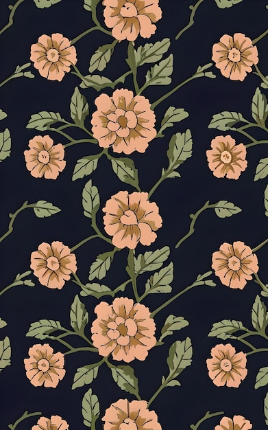 A floral pattern with leaves and flowers