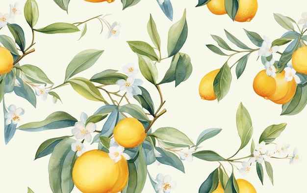 a floral pattern with oranges and lemons