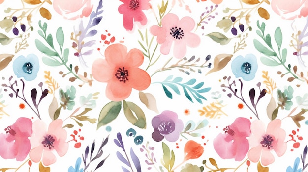 A floral pattern with a pink and blue flower.