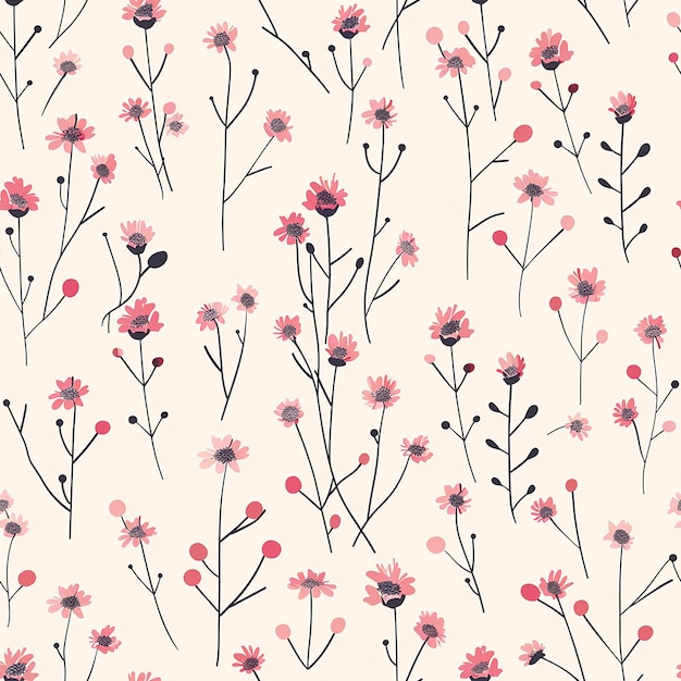 Photo a floral pattern with pink flowers and the words  spring  on it