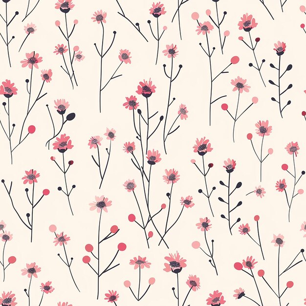 Photo a floral pattern with pink flowers and the words  spring  on it