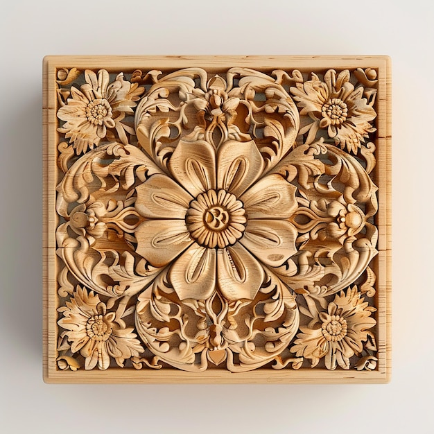 Photo floral patterned decorative jewellery box in wood