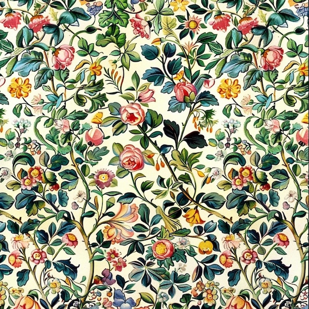 floral patternnatural beautyrich colorsWilliam Morris style