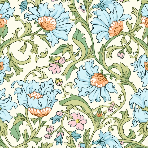 floral patternnatural beautyrich colorsWilliam Morris style