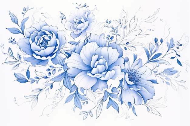 Floral porcelain pattern drawing