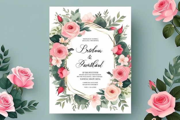 Floral Rose Wedding Invitation Card Template