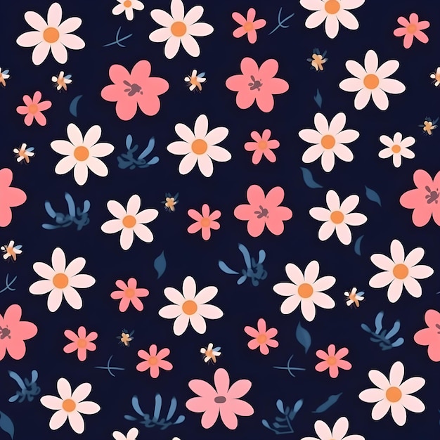 floral seamless flower pattern watercolor background generative by ai