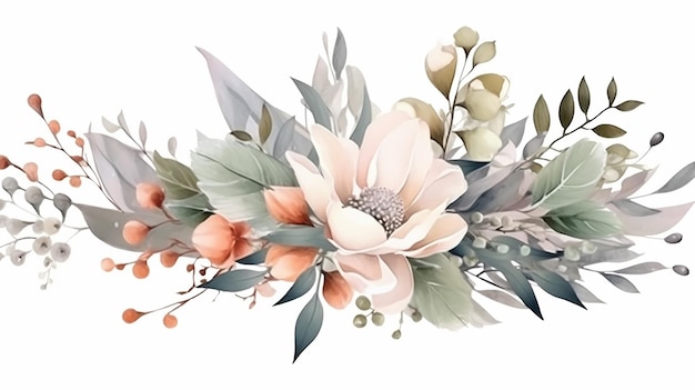 Floral seamless pastel pink and golden metallic plant Generative AI