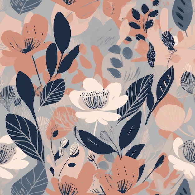 The floral seamless pattern illustration summer flower and rose gold details Generative AI