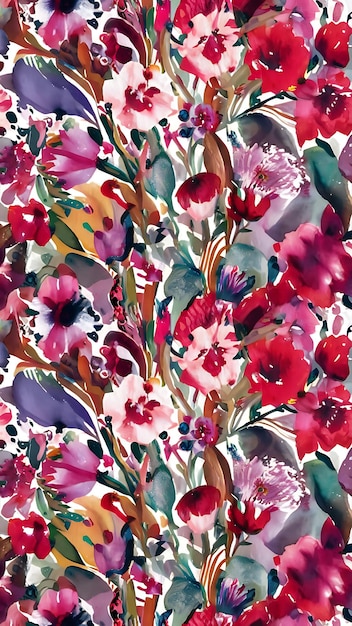 Photo floral seamless pattern watercolor illustration