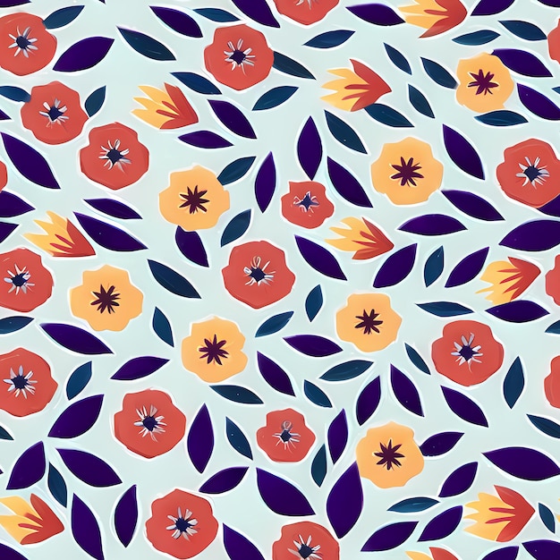 Floral Seamless Repeat Pattern Design Flowers for textile design fabric printing Generative AI