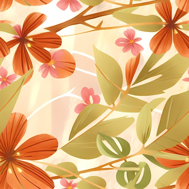 Floral Seamless Repeat Pattern Design Flowers for textile design fabric printing Generative AI