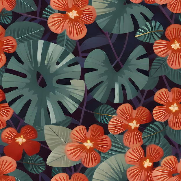 Floral Seamless Repeat Pattern Design Flowers for textile design fabric printing Generative AI