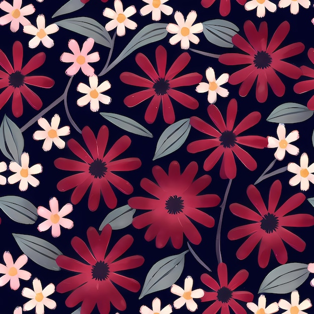 Floral Seamless Repeat Pattern Design Flowers for textile design fabric printing Generative AI