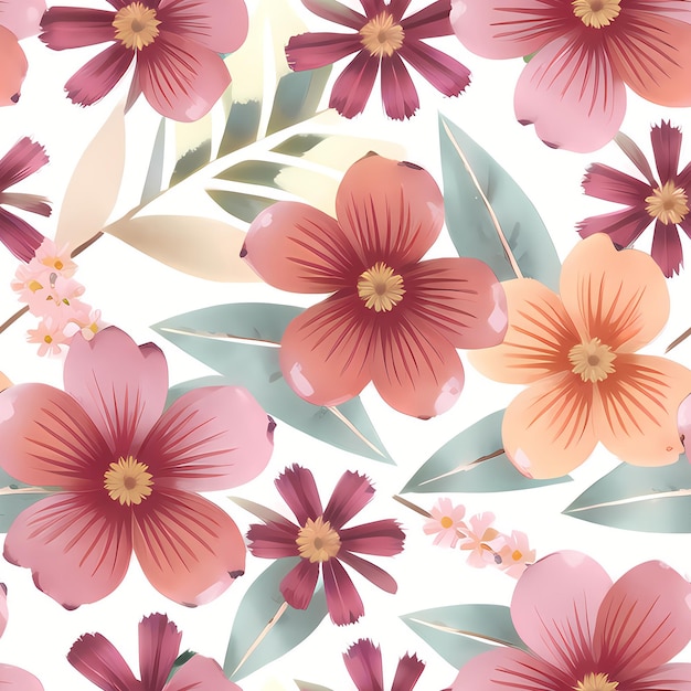 Floral Seamless Repeat Pattern Design Flowers for textile design fabric printing Generative AI