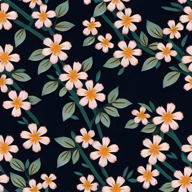 Floral Seamless Repeat Pattern Design Flowers for textile design fabric printing Generative AI