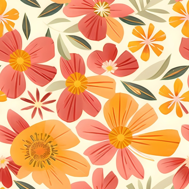 Floral Seamless Repeat Pattern Design Flowers for textile design fabric printing Generative AI