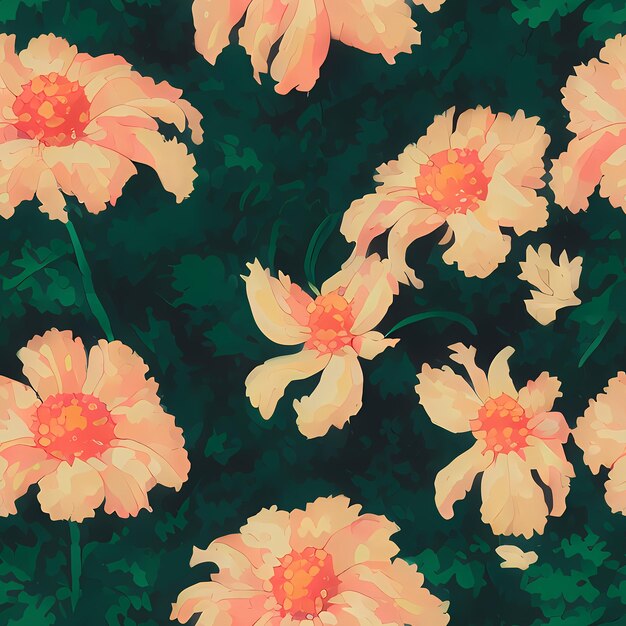 Floral Seamless Repeat Pattern Design Flowers for textile design fabric printing Generative AI