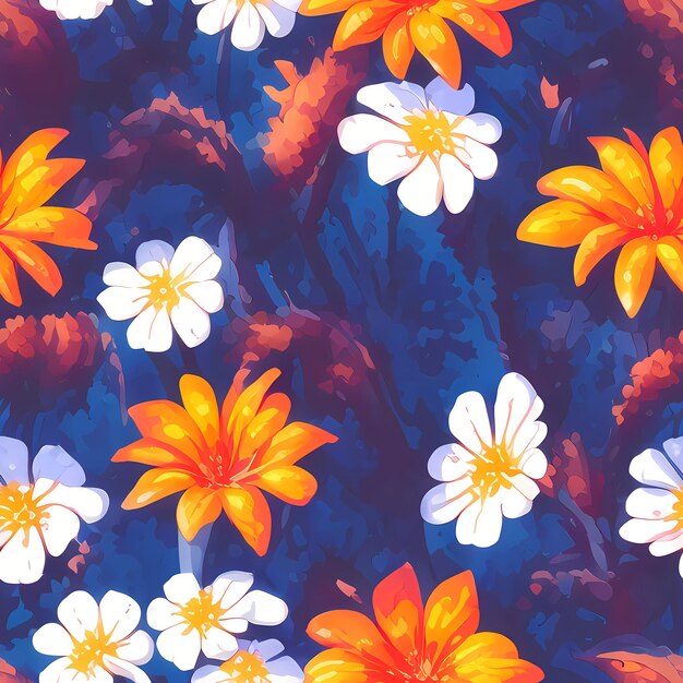 Floral Seamless Repeat Pattern Design Flowers for textile design fabric printing Generative AI