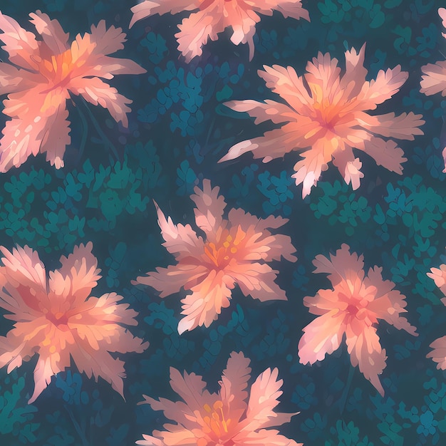 Floral Seamless Repeat Pattern Design Flowers for textile design fabric printing Generative AI